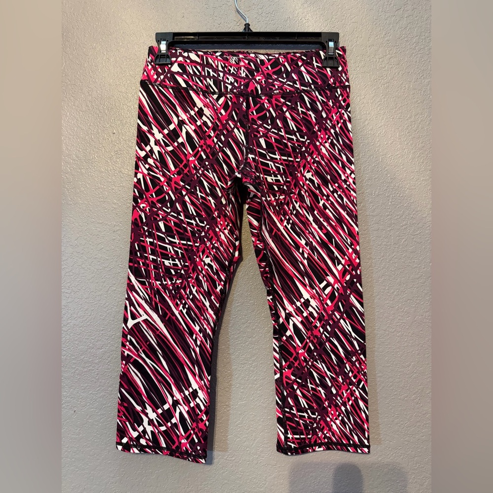 Marc New York Abstract Striped Active Leggings - Pink, Black & White